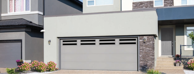 Modern insulated garage door on a home